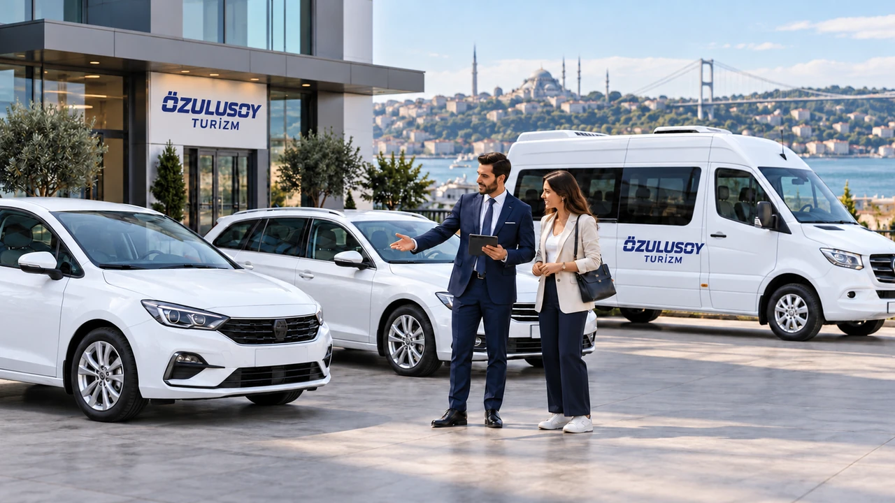 Düzenli araç alanında Özulusoy Turizm araç seçeneklerini inceleyen müşteri