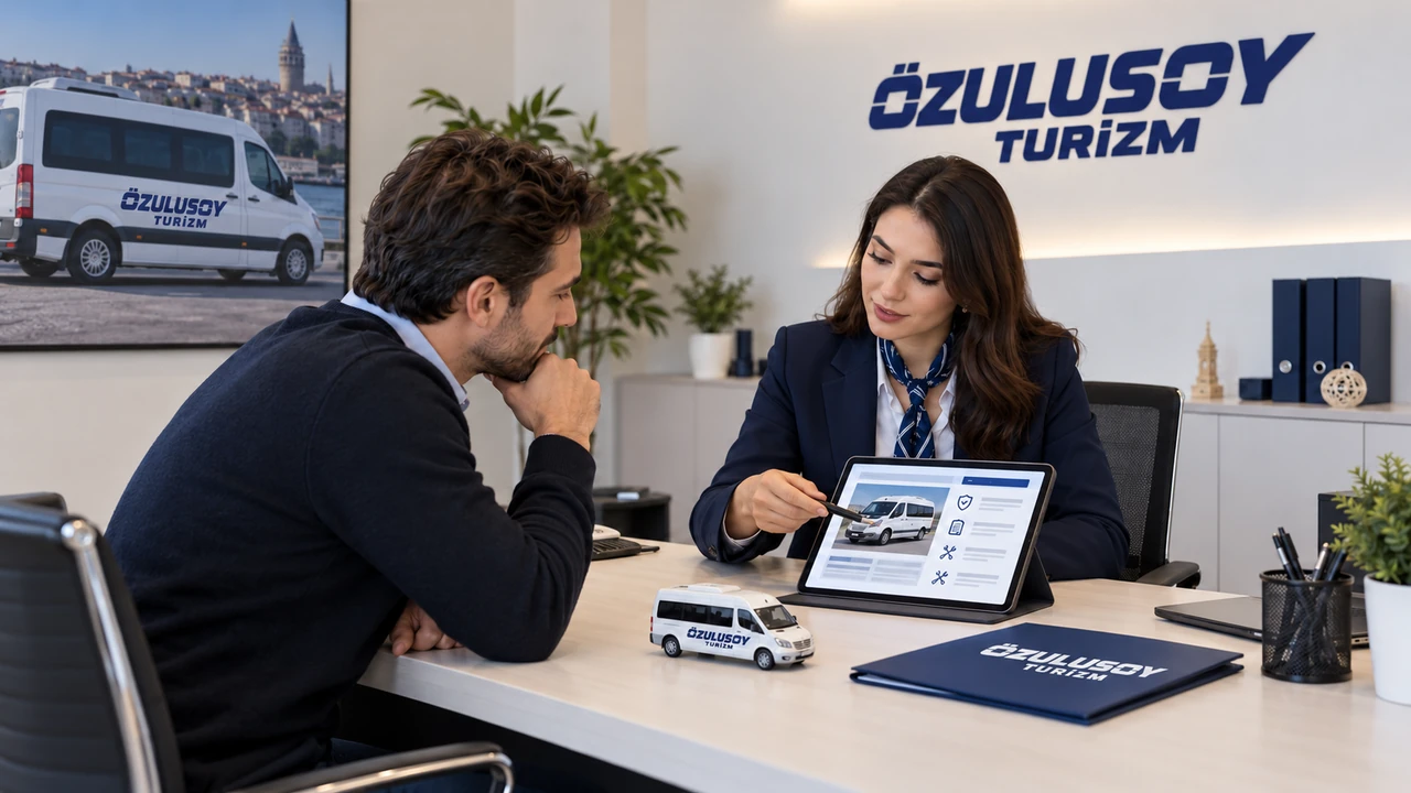 Özulusoy Turizm ofisinde araç sigortası hakkında bilgilendirme görüşmesi